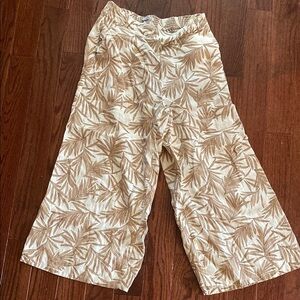 Nicole miller linen Leaf Print Wide-Leg Pants